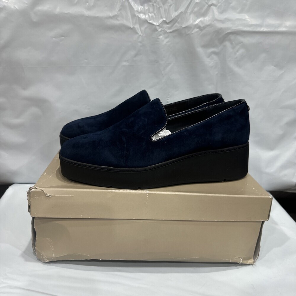 Donald Pliner Witty Women's 9.5 Navy Suede Platform Wedge Heel Shoes EBS710